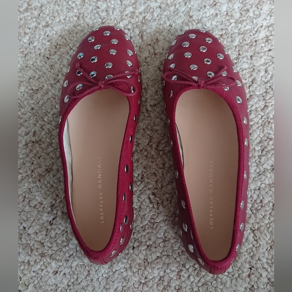 Loeffler Randall Landon Studded Leather Ballerina Flats in Burgundy size 6.5 - Picture 5 of 16